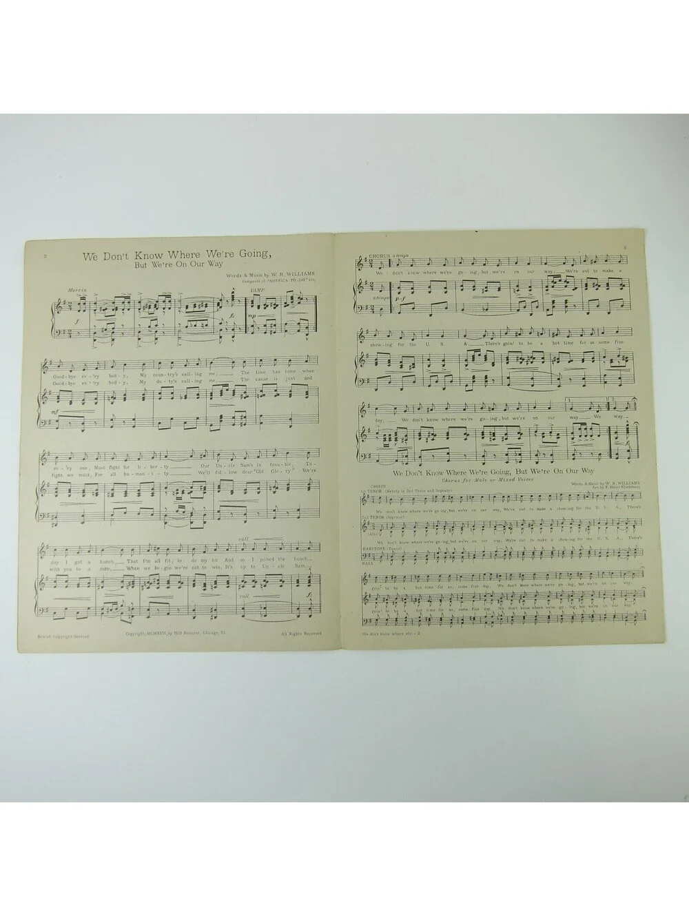 Sheet Music We Don't Know Where We're Going But We're on Our Way WW Antique 1917